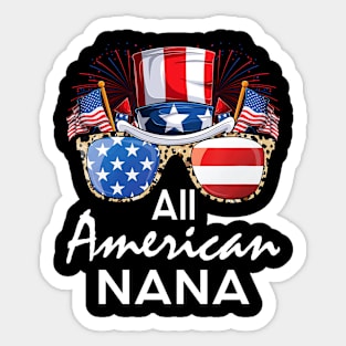 All American Nana 4th of July USA America Flag Sunglasses Sticker